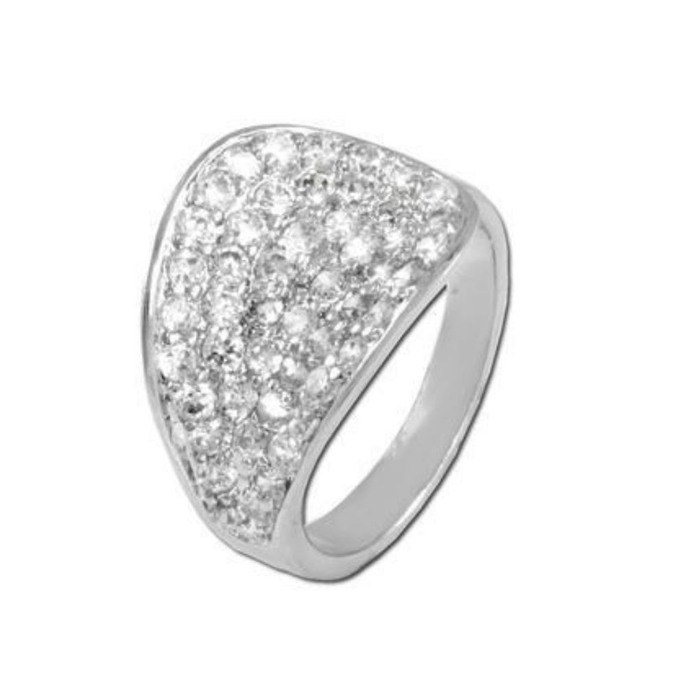 925 silver Pavé Leaf CZ Diamond Ring